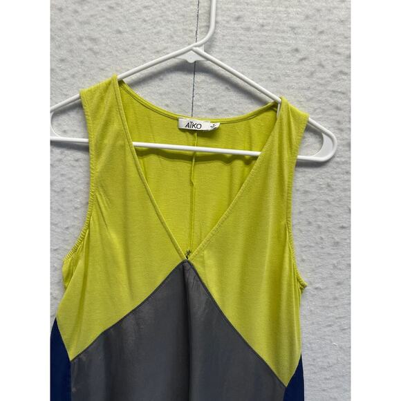 AIKO Reformation Women Dress Alpaca Silk Viscose Colorblock Quiet Luxury M - Picture 4 of 11